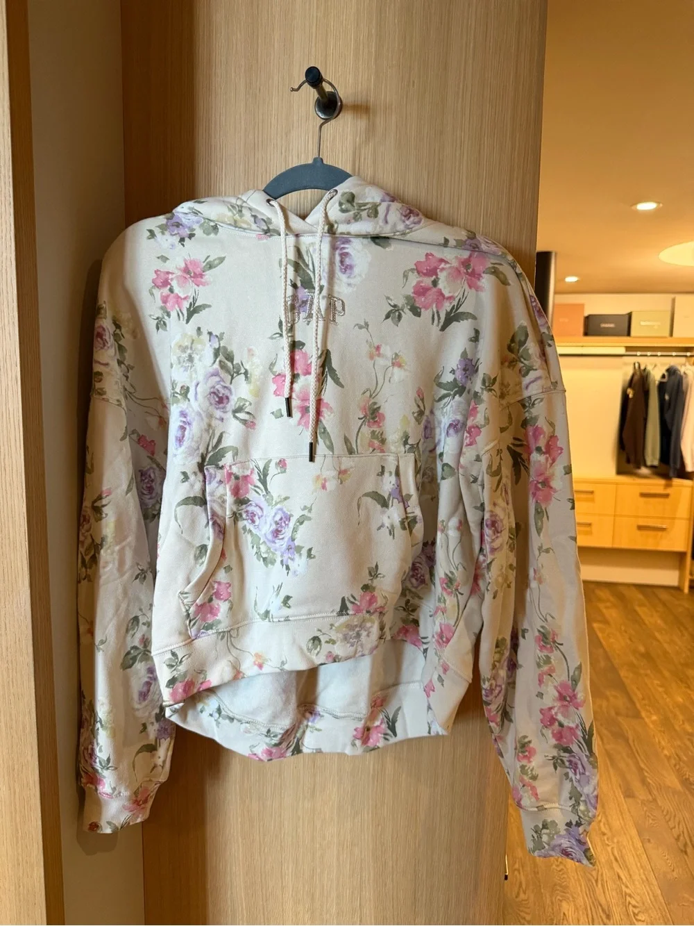 LoveShackFancy x Gap Cream Floral Zip Hoodie & Joggers Set - Pink & Purple